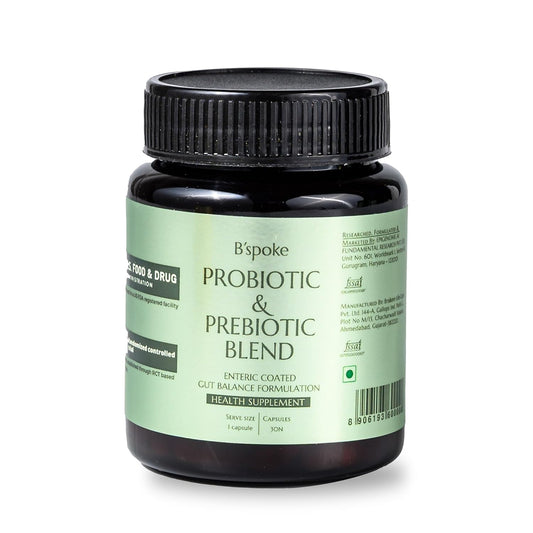 B'spoke Probiotic & Prebiotic Blend – 60 Billion CFU High-Potency Probiotics for Digestive Health, Immunity & Microbiome Balance | Advanced Gut Health with 11 Multi-Strain Blend in Enteric-Coated Veg Capsules