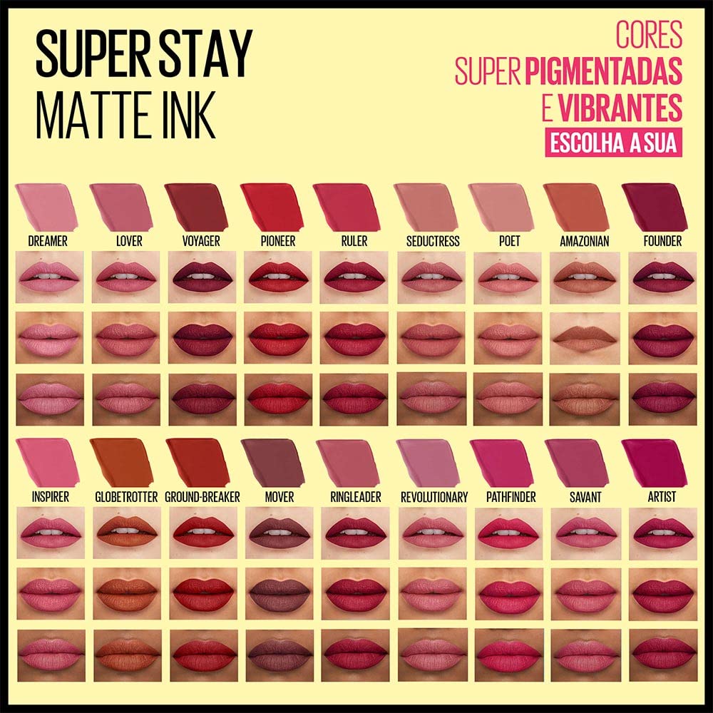 Maybelline New York Superstay Matte Ink Liquid Lipstick, Mover | No budge bold color for 16H | Transferproof, Waterproof, Foodproof | Brown skin friendly