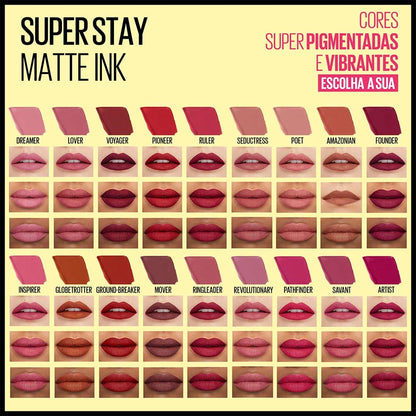 Maybelline New York Superstay Matte Ink Liquid Lipstick, Revolutionary | No budge bold color for 16H | Transferproof, Waterproof, Foodproof | Brown skin friendly