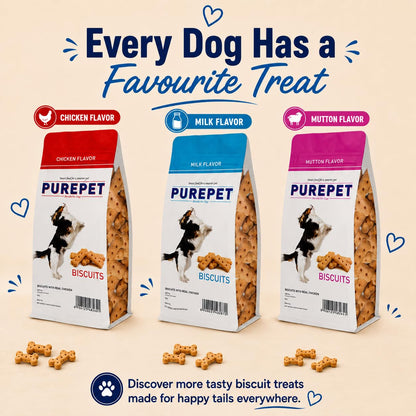 Purepet All Life Stages Dog Treat 800g Pouch | Milk Flavour | Keep Your Pet Active and Healthy | Promotes Lustrous Skin and Coat | Vitamins and Minerals | Remove Plaque & Reduces Tartar Build Up