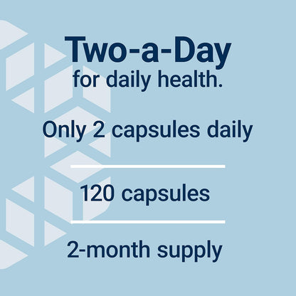 Promotional text for a daily health supplement on a blue background