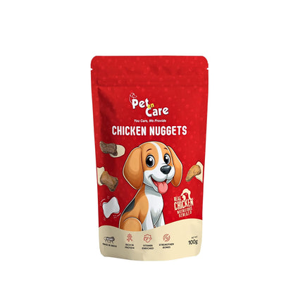 Pet En Care Chicken Nuggets Dog Treats, 100g | Real Chicken | Protein Rich | Vitamin Enriched | All Breed and Sizes, All Life Stages, Dry Food