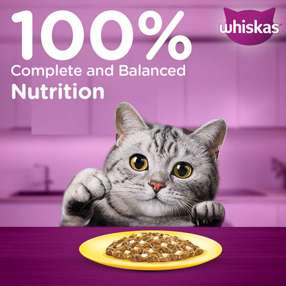 Whiskas Adult (1+ year) Wet Cat Food, Ocean Fish Flavor, 80 g Hydrating Food Made With Real Fish, 100% Complete & Balanced Nutrition for Adult Cats