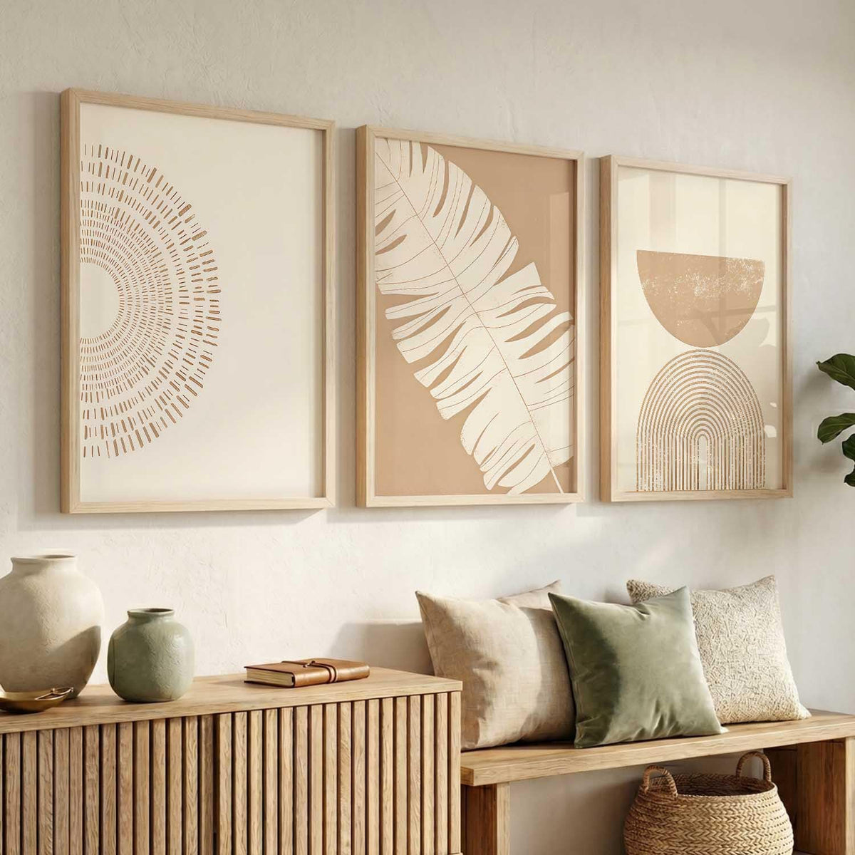 Boho Art Home Decoration Painting | Paintings With Frame For Living Room Bed Room Hotel Wall Decor Digital Reprint Set of 3 (13X17 inch)