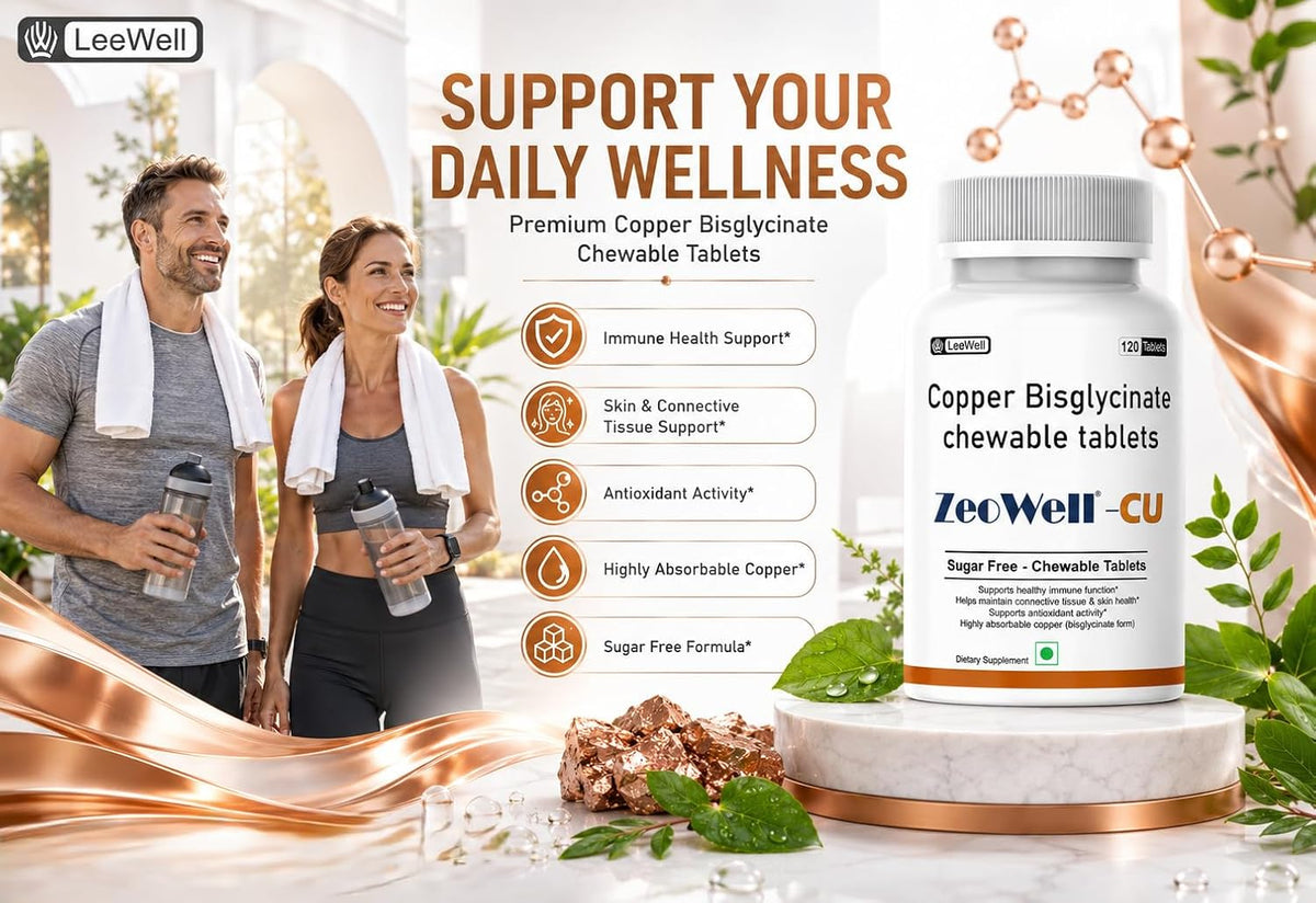 ZEOWELL CU (LeeWell) Copper Bisglycinate Supplement, 120 Tablets