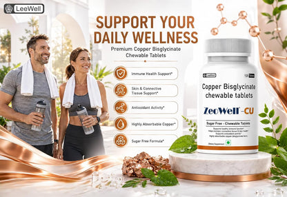 ZEOWELL CU (LeeWell) Copper Bisglycinate Supplement, 120 Tablets