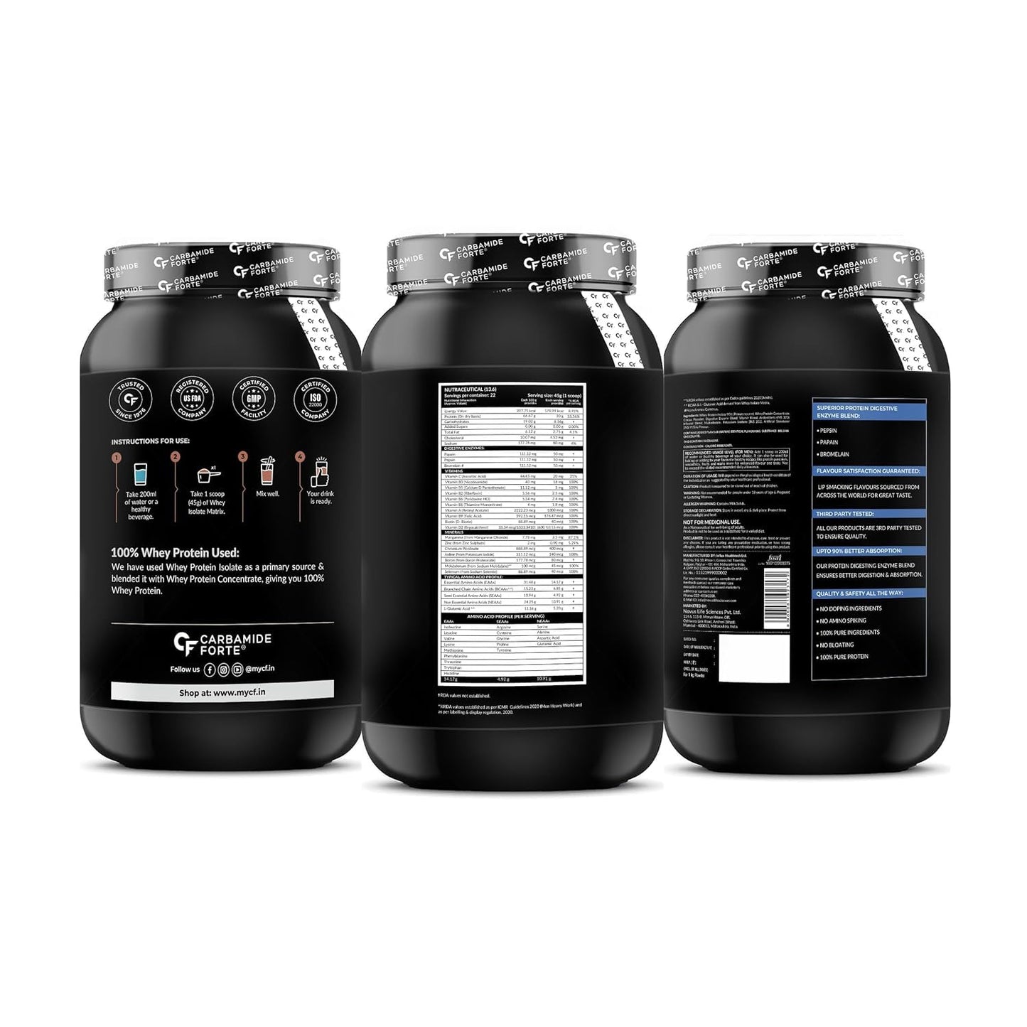Carbamide Forte Whey Isolate Matrix | Whey Protein Powder | 30g Protein | Belgian Chocolate Flavour - Whey Protein Isolate 1kg