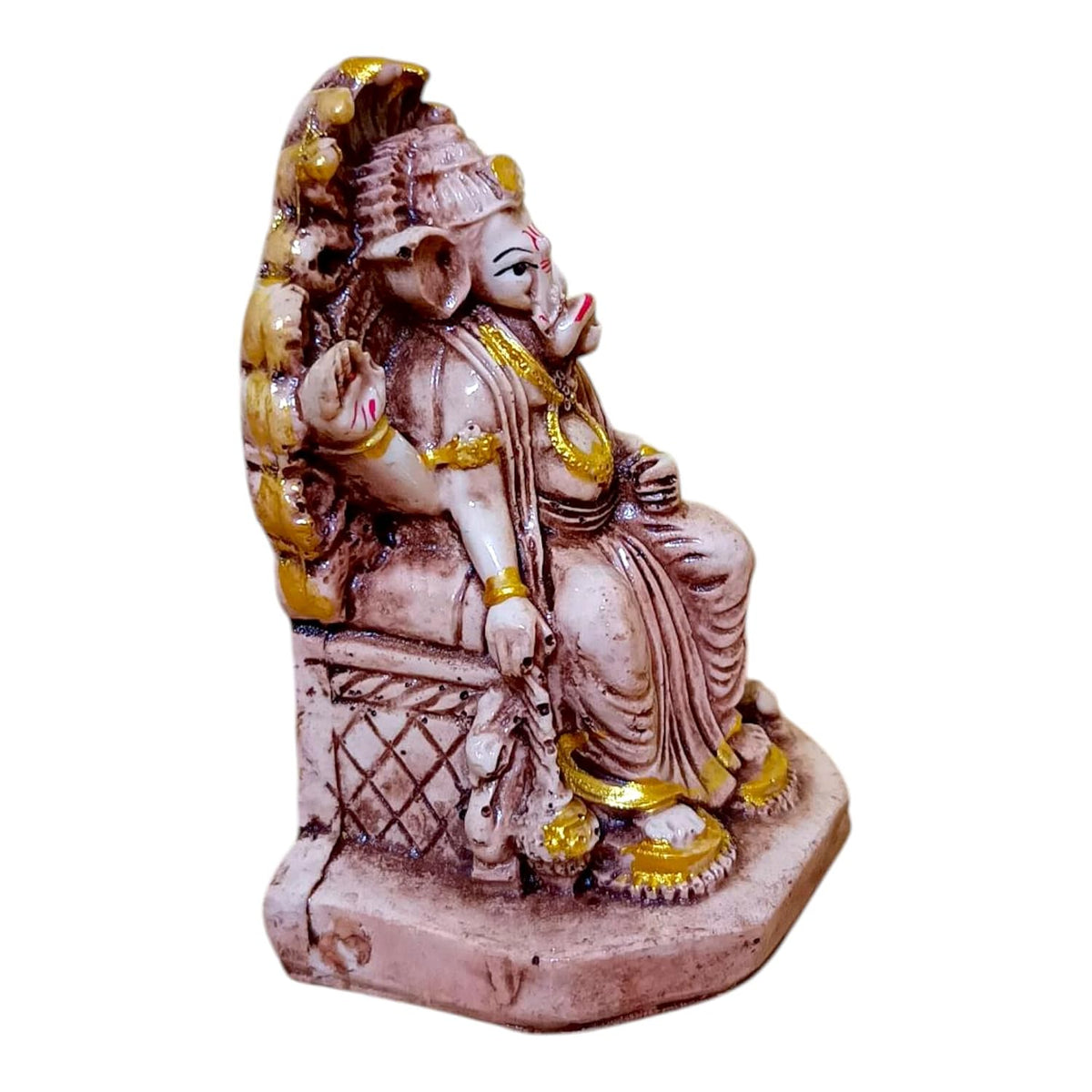 Ganesha Ganesh Ganpati Gajanan Statue Idol Murti Gift Item Decorative Showpiece Multicolor Polyresin Pack of 1 (V230)