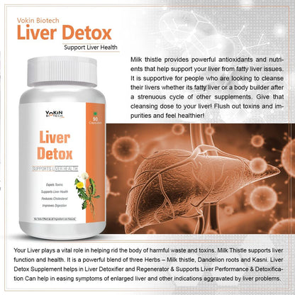 Liver Detox supplement bottle with liver illustration and text on a beige background