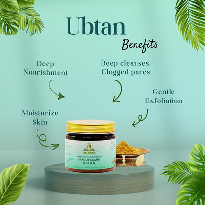 GuaGranth Ubtan Kapur Kacheri - 80G (Pack Of 1) | Sandalwood, Rose Petals, Amba Haldi, Hibiscus Petals, Amla, Red Lentil etc | Removes Dead Skin, Blackheads & Excess Oil