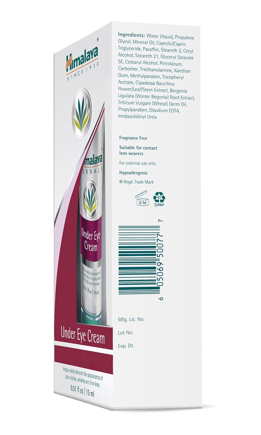 Himalaya Under Eye Cream packaging with visible branding and product details.