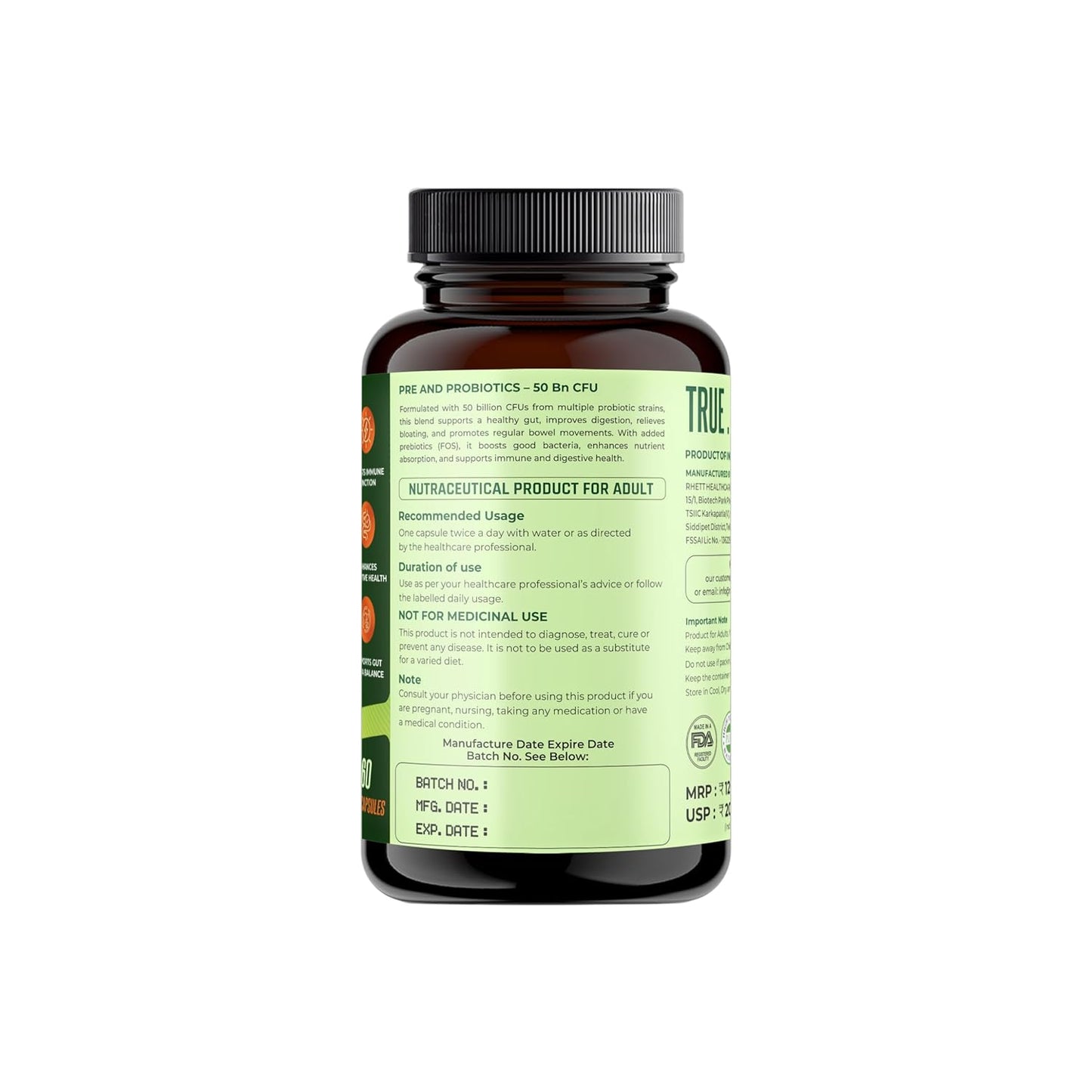 NATURALTEIN Advanced Probiotics & Prebiotics – 50 Billion CFU | 60 Veg Capsules | Supports Gut Flora Balance, Digestion, Immunity & Nutrient Absorption | 9 Strain Probiotic Formula