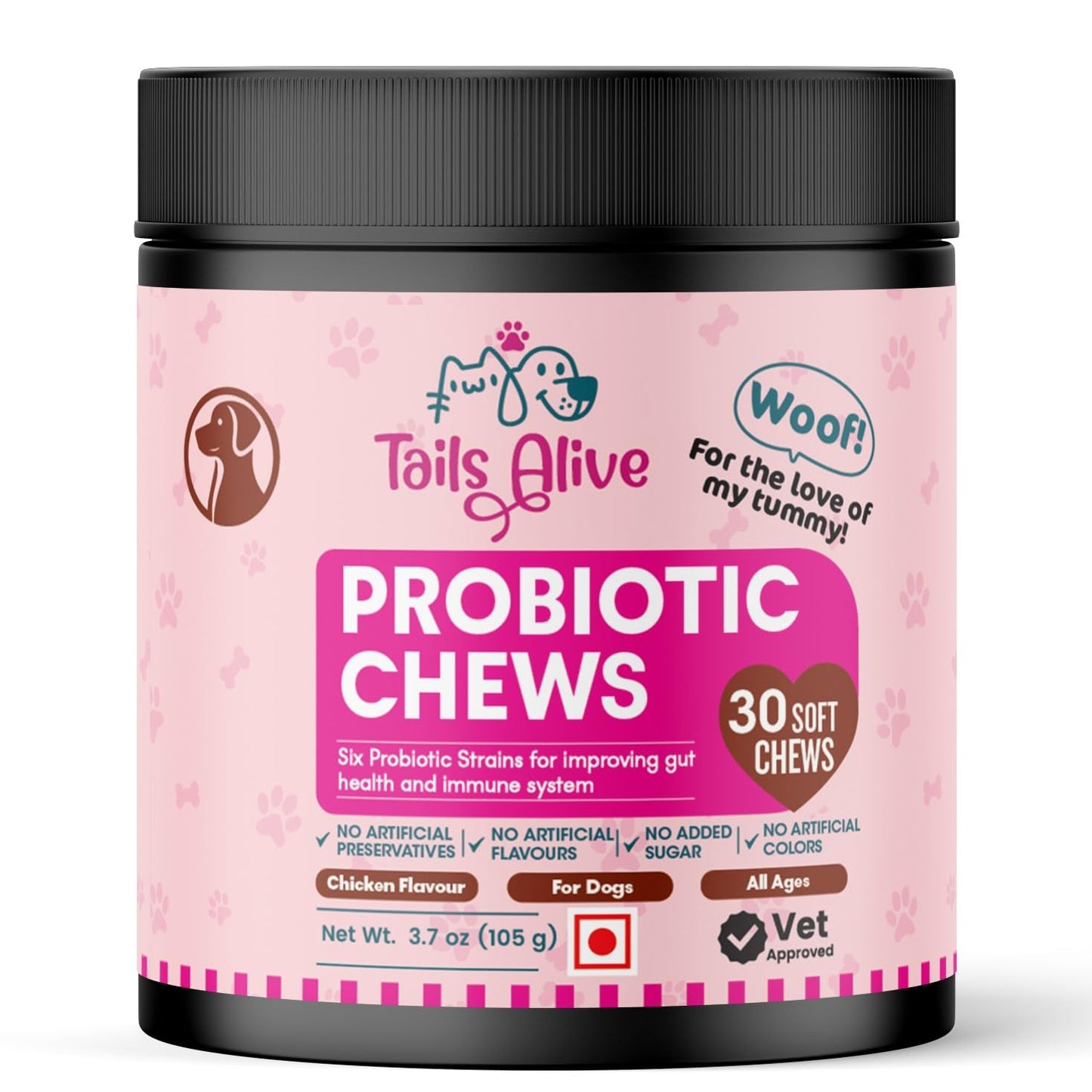 Probiotic Soft Chews Supplement for Dogs | Six Probiotic Strains for Gut Health & Digestion | Chicken Flavor | Supports Immune Function | 30 Soft Chews