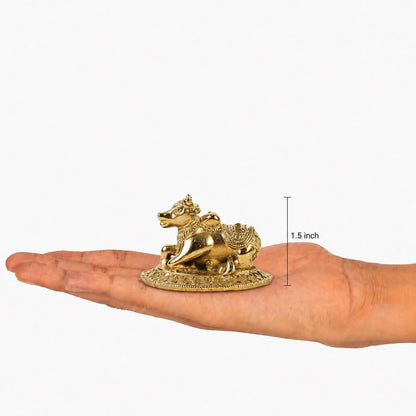 1.5 Inch Pure Brass Nandi Idol | Decorative Vastu Showpiece for Home Temple, Mandir, Office Desk & Puja Room | Spiritual Gift & Religious Home Decor
