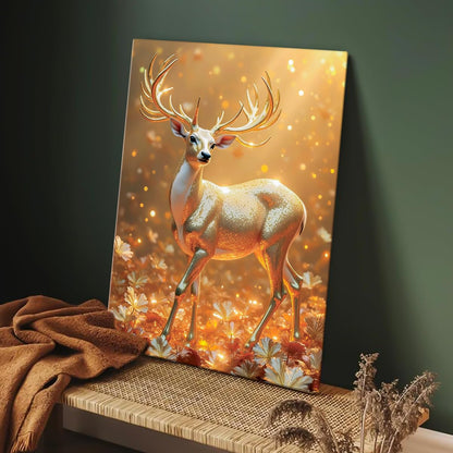 Canvas Vastu Golden Deer Wall Painting, Big Size Canvas Painting For Living Room, Bedroom, Multicolor, Abstract, 58.0 X 45.0 cm, Set of 1