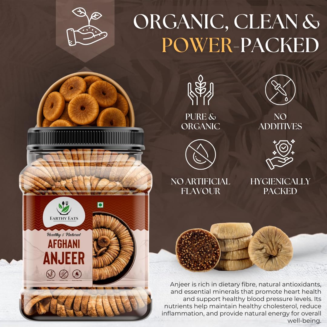 Earthy Eats Premium Afghani Anjeer | Soft Juicy Dried Figs Dry Fruit | No Added Sugar, Rich Source Of Fiber Pack Of 1 | Perfect for Gifting (1000 G)