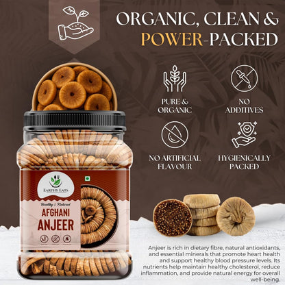 Earthy Eats Premium Afghani Anjeer | Soft Juicy Dried Figs Dry Fruit | No Added Sugar, Rich Source Of Fiber Pack Of 1 | Perfect for Gifting (1000 G)