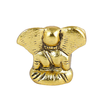 Metal Ganesh Idol for Car Dashboard Small, Handmade Small Ganpati Statue Murti for Home, Office, Tabledesk, Diwali Gift Items (Golden, 4 CM Height)