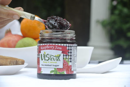 VIStevia Sugar Free Raspberry Jam (220 gm) | Diabetic & Keto Friendly | Sweetened with Stevia and Erythritol | 100% Natural | More Than 60% Whole Berries | Tastes Delicious