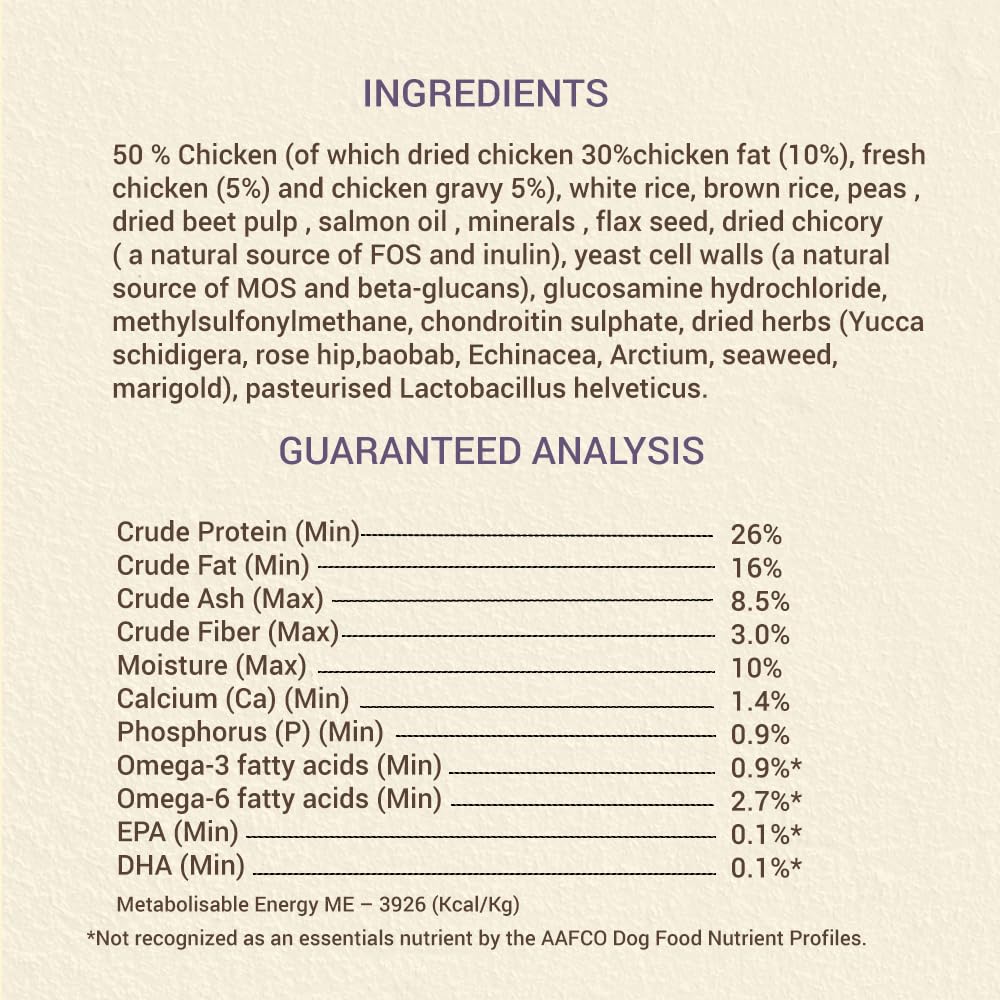 Brunos Dry Dog Food Puppy & Junior 250g (Pack of 1) | Chicken Formula with Salmon Oil & Herbs | 26% Protein & 16% Fat | for Growing Puppies of All Breeds | Supports Growth, Digestion & Bone Health