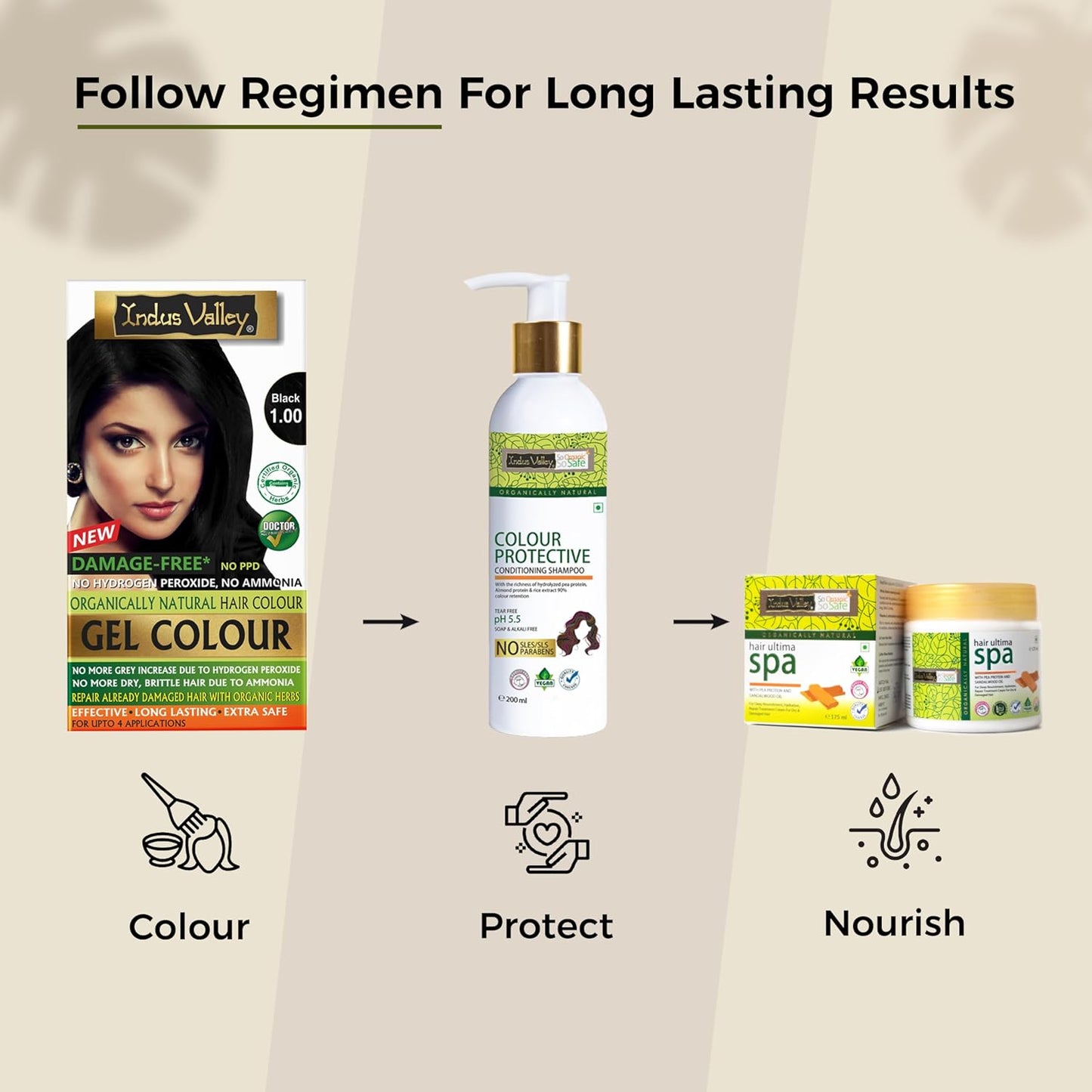 INDUS VALLEY Damage Free Natural Gel Hair Colour for Women | Ammonia & PPD Free Organic Hair Colour with 100% Grey Coverage, Long Lasting Conditioning Hair Color | Black 1.00-220 ml