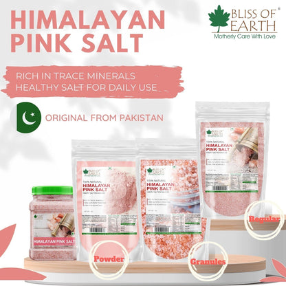 Bliss of Earth 1KG Granular Pakistani Himalayan Pink Salt Non Iodized for weight loss & Healthy Cooking, Natural Substitute of White Salt