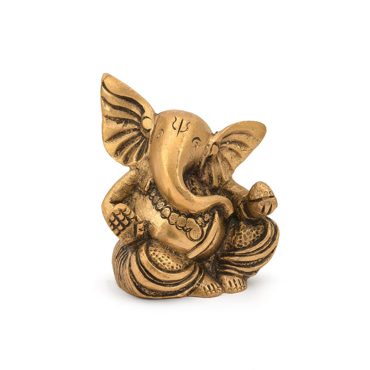 Ganesha Brass Statue Sitting Ganpati Figurine, Housewarming Gift Wedding Gift, Home Decoration Items, Housewarming Gift, Ganesh Idol for Gift, Gift for Ganpati Festival, (3x2 Inches)