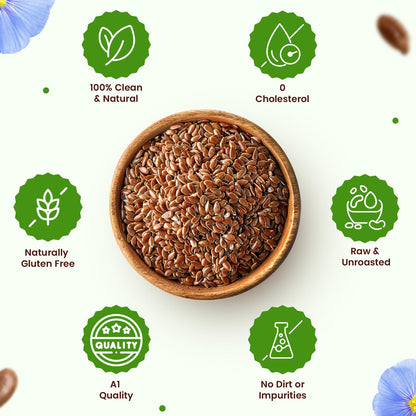 Neuherbs Raw Unroasted Flax Seeds for Weight Management | Rich in Omega-3 fatty acids, Protein, Fibers and Minerals : 1 KG