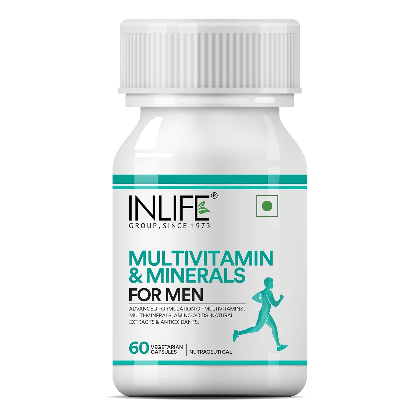 INLIFE Multivitamin for Men with Biotin Ginseng Ashwagandha Zinc Magnesium Vitamin D3 B12 & Minerals Amino Acids Antioxidants Daily Formula Supplement - 60 Capsules (Pack of 1, 60)