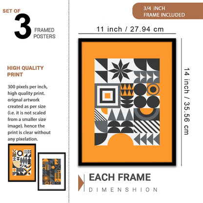 Attractive geometrics modern art wall decor framed art prints, Set of 3 Paintings for living room, bedroom and office (Theme-Minimalist) (Art-9, 10x13inch)