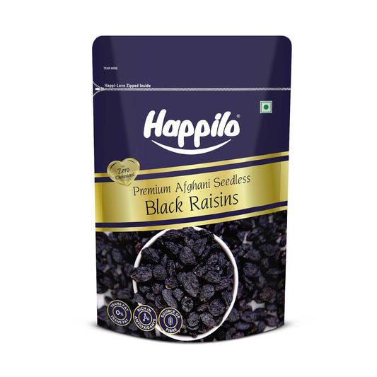 Happilo Premium Afghani Black Raisins Seedless 250g | Kali Kishmish/Kismis | Dry Fruits, Healthy Snacks | Rich in Fiber, Potassium & Antioxidants | Tasty & Nutritious