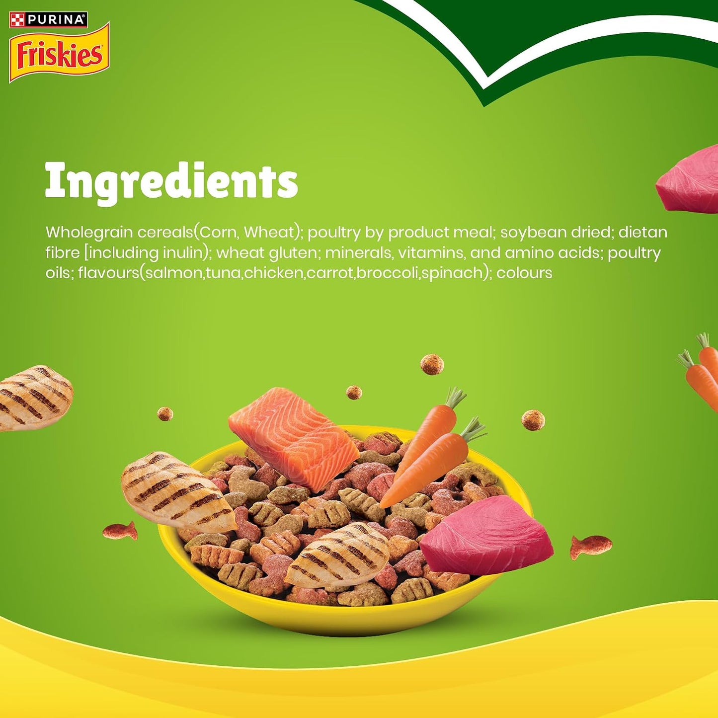 Purina Friskies Indoor Delights, Dry Food for Adult Cats, 1kg Pack | With Salmon, Tuna, Chicken & Vegetables Flavours, Hairball Control, Complete Nutrition, Omega 3 & 6