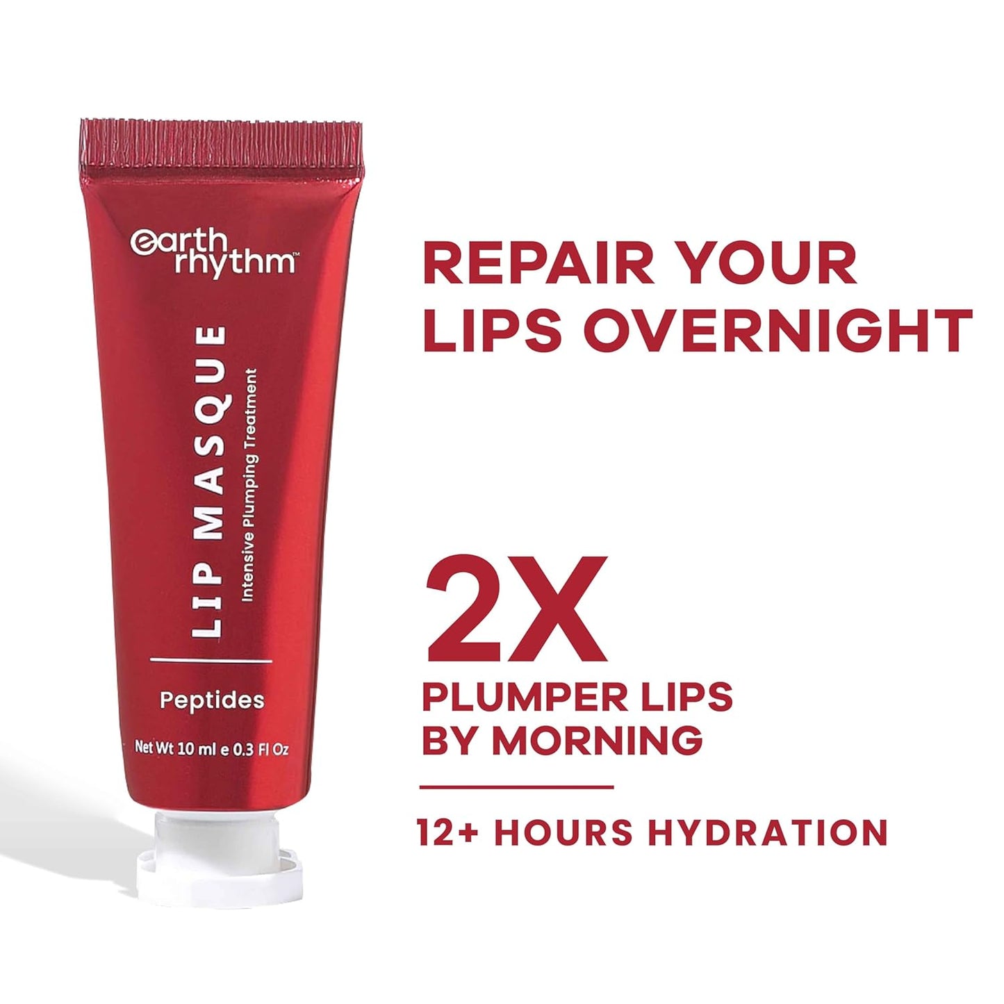 Earth Rhythm Peptide Lip Masque – 2X Smoother, 12+ hours Hydrated Lips, No Parabens, No Silicones, Vegan