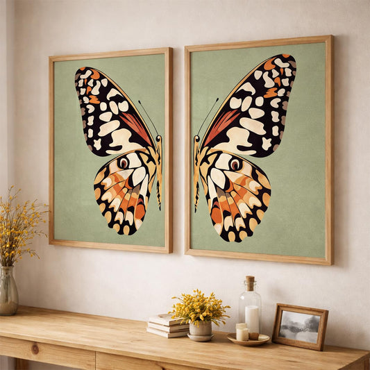 Set of 2 Butterfly Framed Wall Painting for Living Room | Modern Aesthetic Butterfly Wall Art Frames | Nature Inspired Wall Decor for Bedroom, Hall & Office (M.5, 13x19 inches)