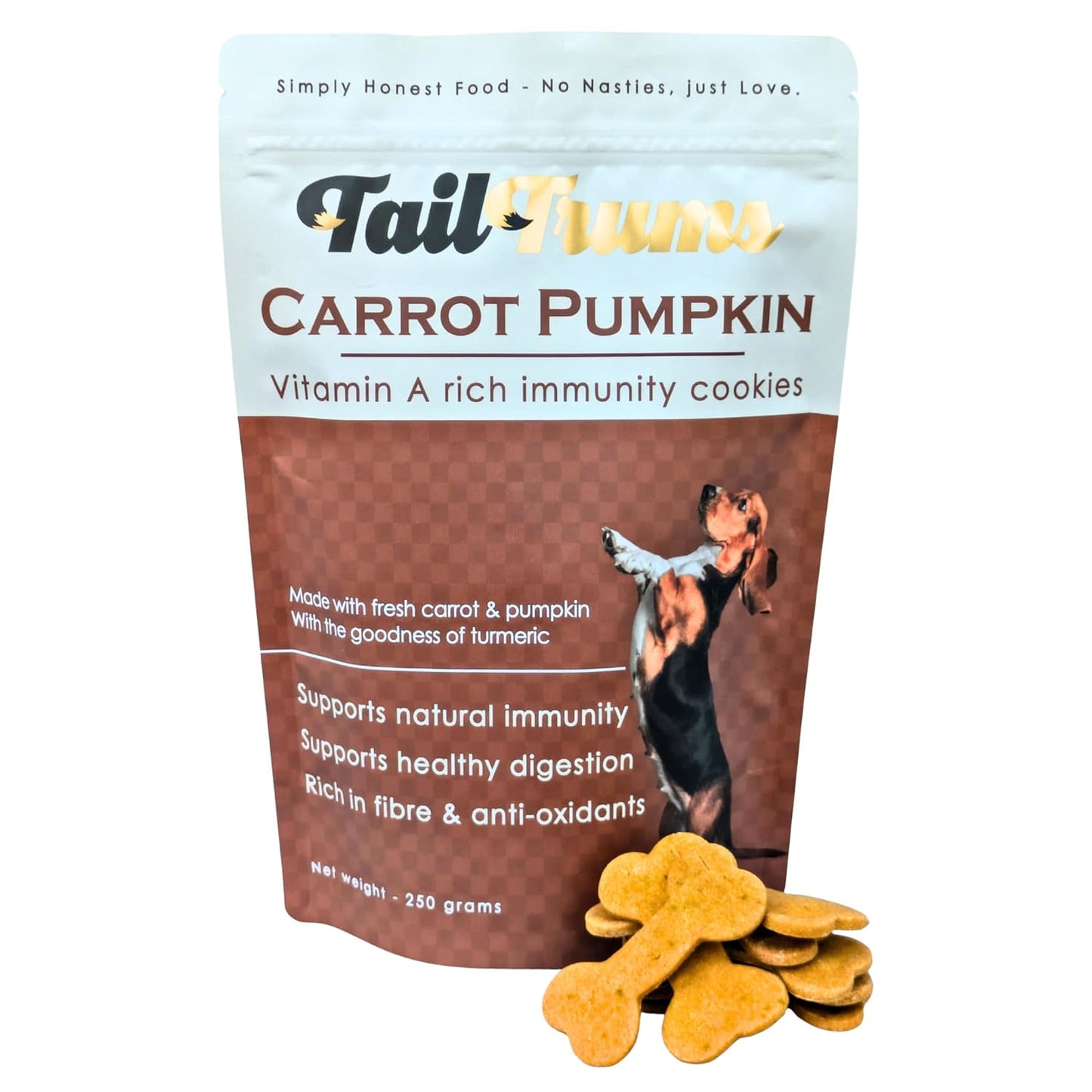 TailTrums Dog Biscuits – Carrot & Pumpkin Cookies (250g) | Healthy Dog Food | All Breeds |