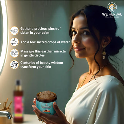 WE HERBAL Kumkumadi Ubtan Face Wash for Glowing Skin 100g, Ayurvedic Brightening Cleanser with Saffron, Turmeric and Dead Sea Mud, Reduce Dark Spots Remove Tan and Provide 72 Hour Hydration, No Artificial Colour, No Fragrance