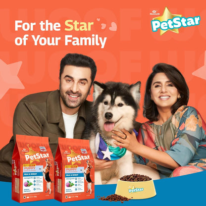 Mankind PetStar Puppy Dry Dog Food, 28% High Protein, Milk & Wheat Flavor, 1 kg | Complete Nutrition for Puppies | Puppy Dog Food