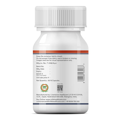 INLIFE Neuro Nerve Care Health Supplement - Ashwagandha, Green Tea, Turmeric (Curcumin), Arjuna, Atmagupta Extracts 500 mg - 60 Vegetarian Capsules (Pack of 1, 60)