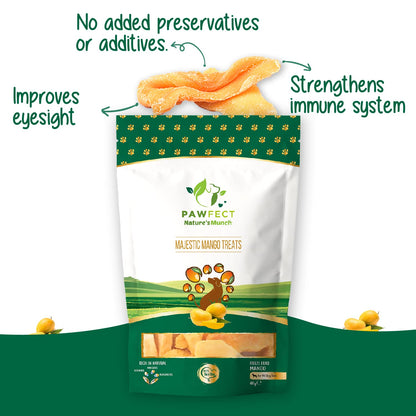 Pawfect Nature's Munch Freeze-Dried Majestic Mango Treats for Dogs - 100% Natural - Hypoallergenic - Grain-Free Veg Treats - Promotes Shiny Coat - Supports Healthy Metabolism (40g/1.41oz)