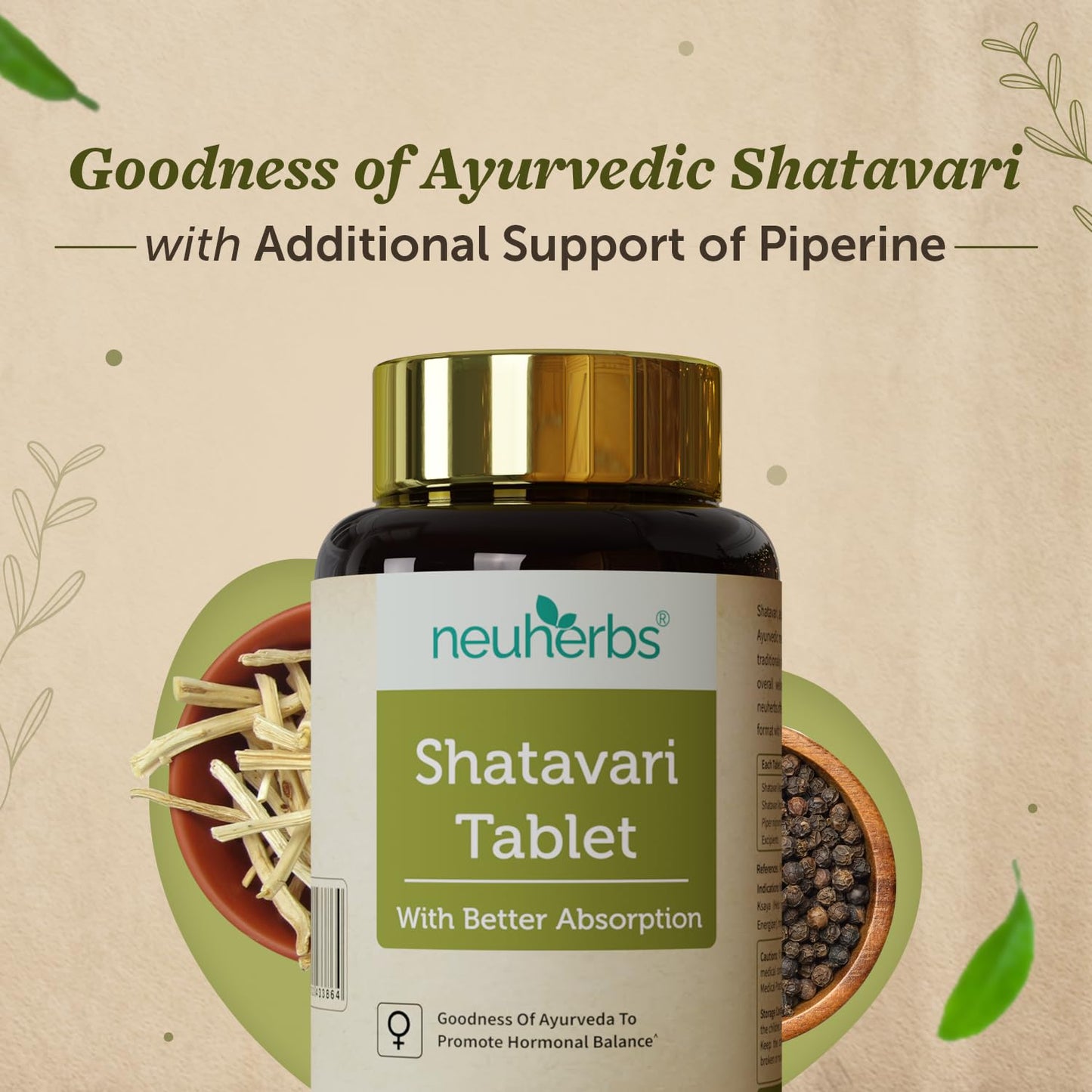 Neuherbs Shatavari 60 Tablets | Boost Energy, Immunity & Maintain Women's Hormonal Balance | Supports Lactation | No Added Preservatives