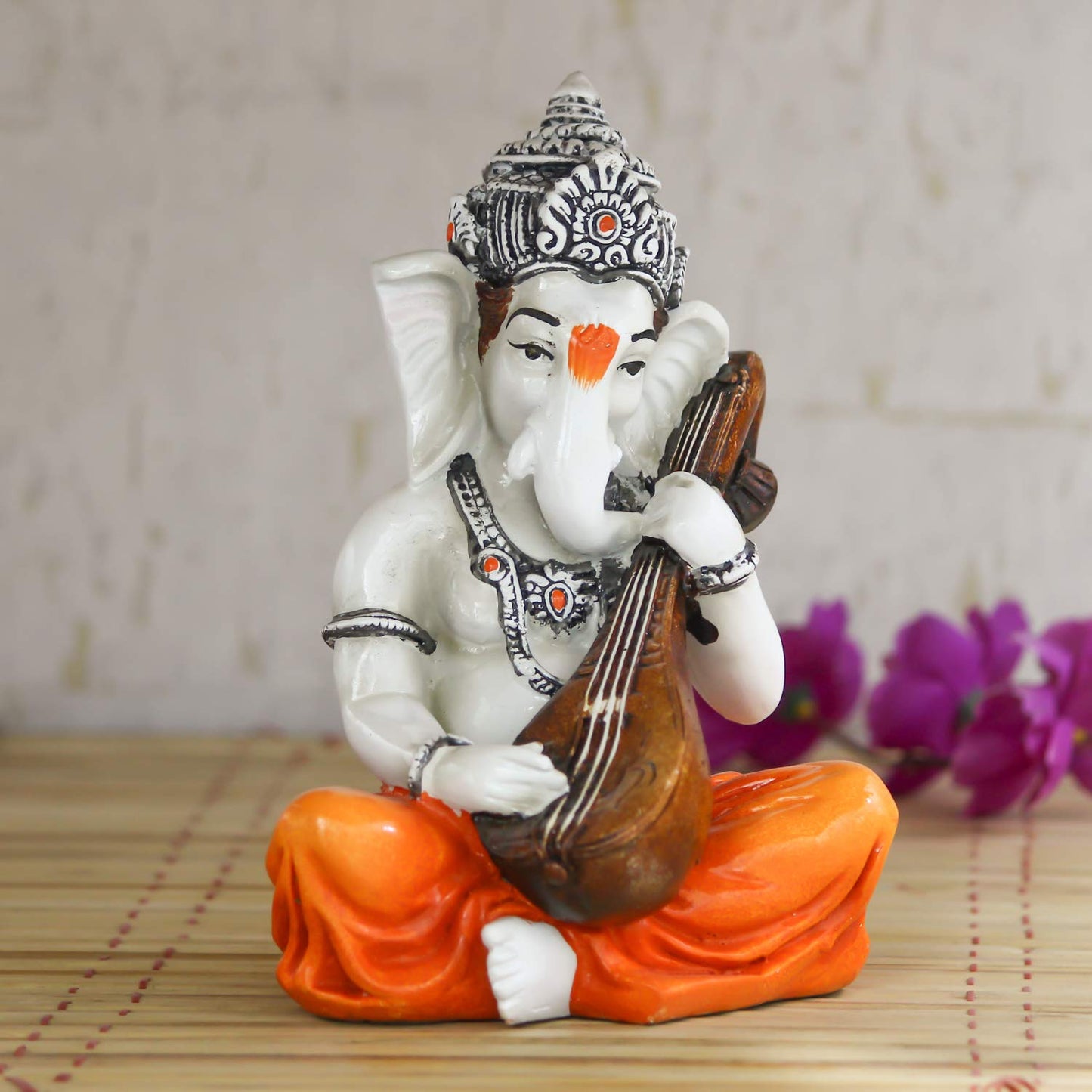 eCraftIndia Lord Ganesha Statue (12 cm x 12 cm x 20 cm, Orange)
