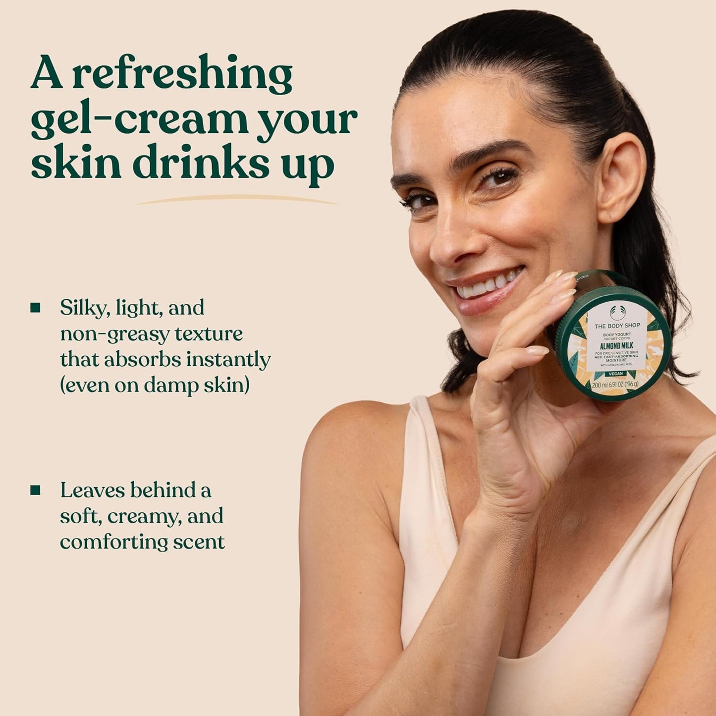The Body Shop Almond Milk Vegan Body Yogurt for Dry and Sensitive Skin 200ml