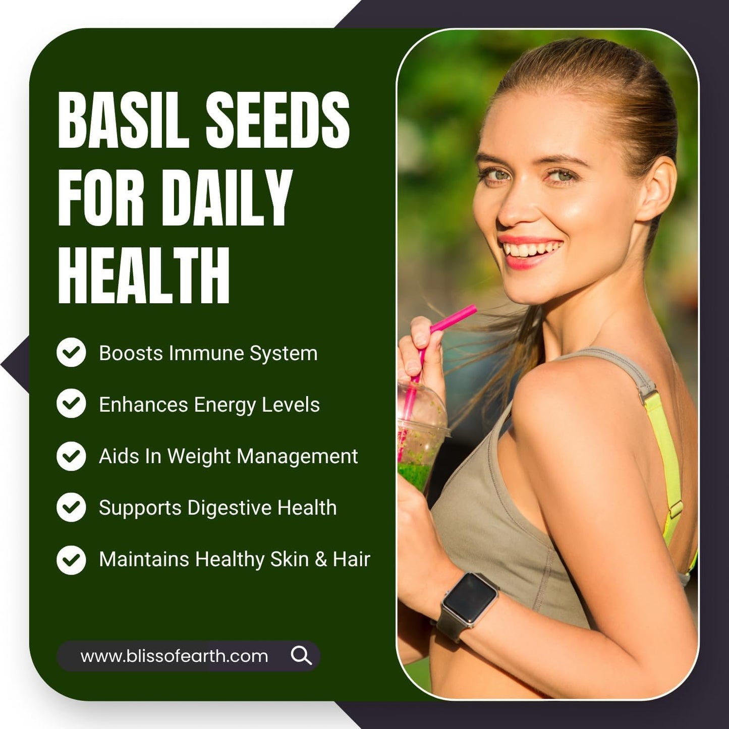 Bliss of Earth Sabja Seeds 100gms -Tukmaria Seeds Fiber & Omega-3 Rich Good for weight loss, Hydration Tiny Power House - Basil Seeds for Eating