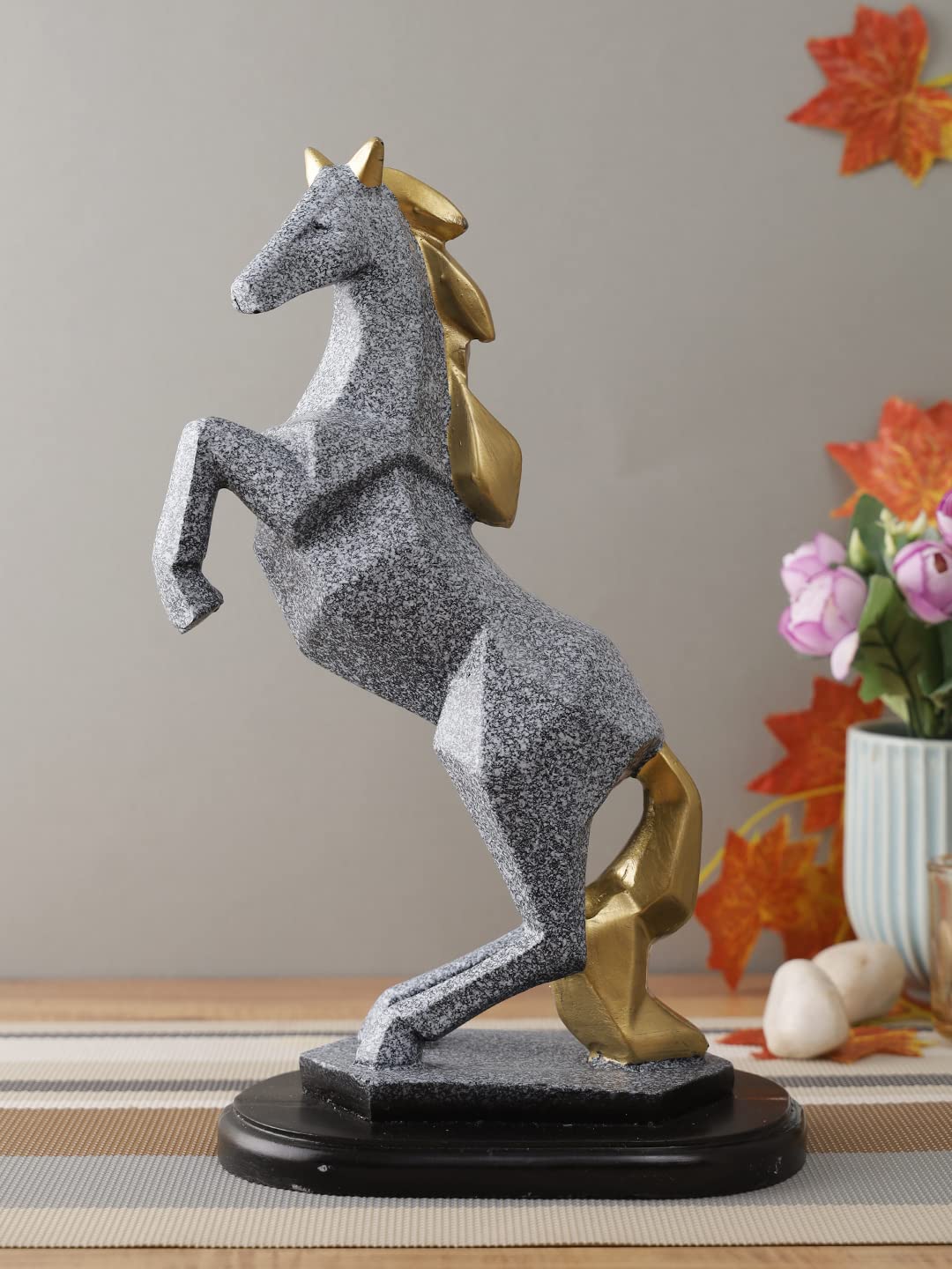 Horse with Uplifted Legs Standing Showpiece Statue for Home Decor Office Living Room Decoration Gift Item (Inches), Resin