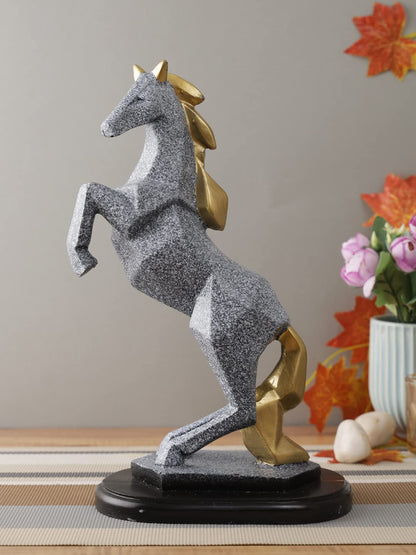 Horse with Uplifted Legs Standing Showpiece Statue for Home Decor Office Living Room Decoration Gift Item (Inches), Resin