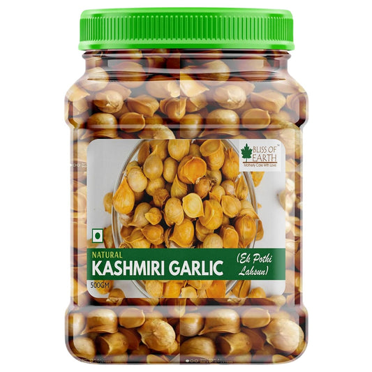 Bliss of Earth Naturally Organic Kashmiri Garlic From Indian Himalayas, Single Clove, Kashmiri Lahsun Ek Pothi, Snow Mountain Garlic- 500 Gm