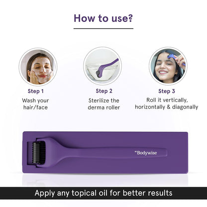 Bodywise Advance Derma Roller for Women | 540 Micro 0.5mm Titanium Alloy Needles | Faster Absorption of Oils & Serums | Reduces Hair Fall & Stimulates Hair Follicles | Safe, Easy & Effective To Use