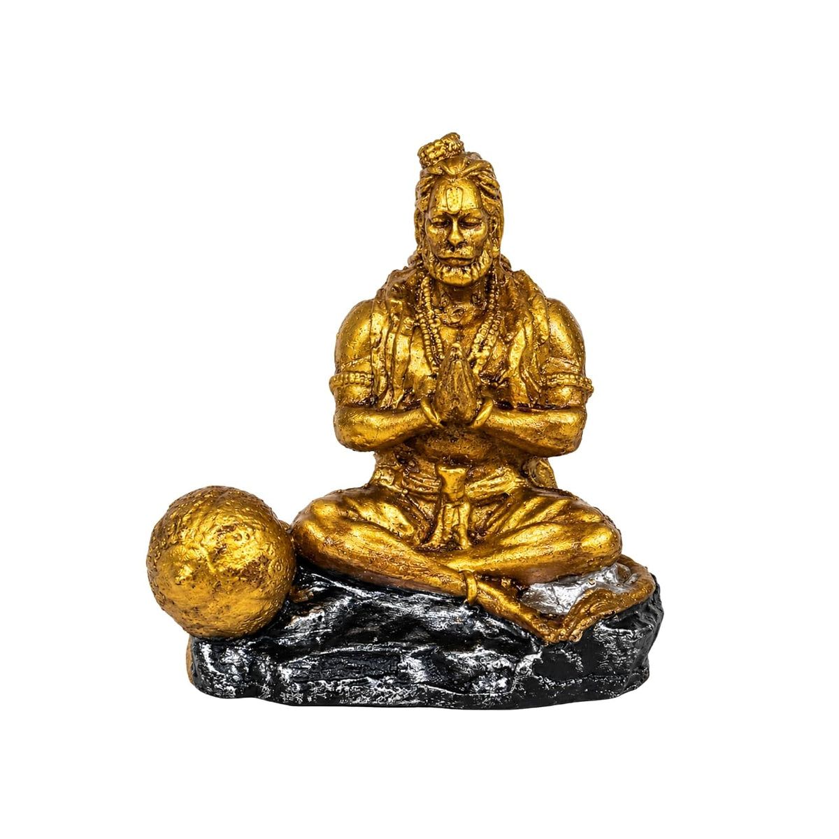 Gold Hanuman Idol for Car Dashboard, 9 cm Resin Hand-Painted Bajrangbali Statue, Hindu Religious Decorative Idol for Car, Home Mandir & Living Room, Spiritual Gift