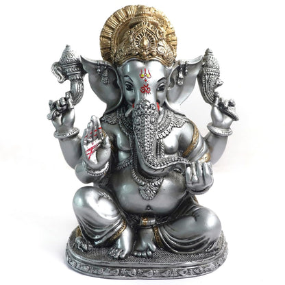 Ganesh Ji Decoration Items for Home | 8 Inch | Murti | Ganpati Idol | Ganesha Idols | Silver & Golden | Ideal for Gifting | Pooja Room |