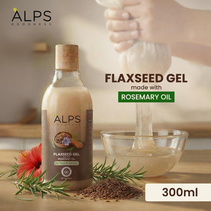 Alps Goodness Rosemary, Hibiscus & Flaxseed Hair Gel, 300ml | Hair Mask for Strong & Soft Hair | Frizz Control & Hair Growth | Deep Conditioning | Spa Like Experience | For All Hair Types